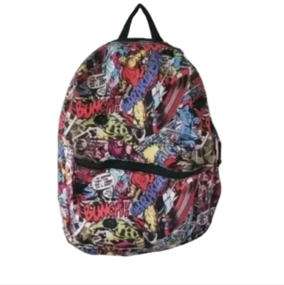 Marvel Comics Backpack Spiderman Hulk Ironman Heroes Comic Strip 18" Bag - Picture 1 of 12